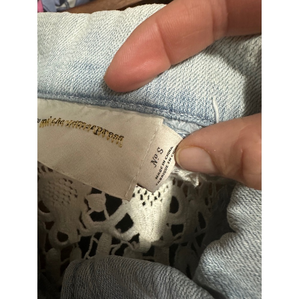 Pilcro and the Letterpress Denim Vest Womens Small Light Blue Good Crochet Lace - Picture 8 of 10